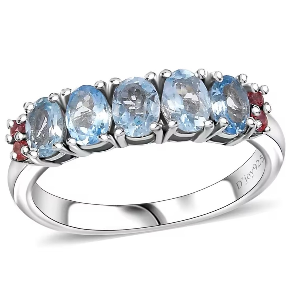Santa Maria Aquamarine & Padparadscha Sapphire 0.90 ctw Ring in Sterling Silver